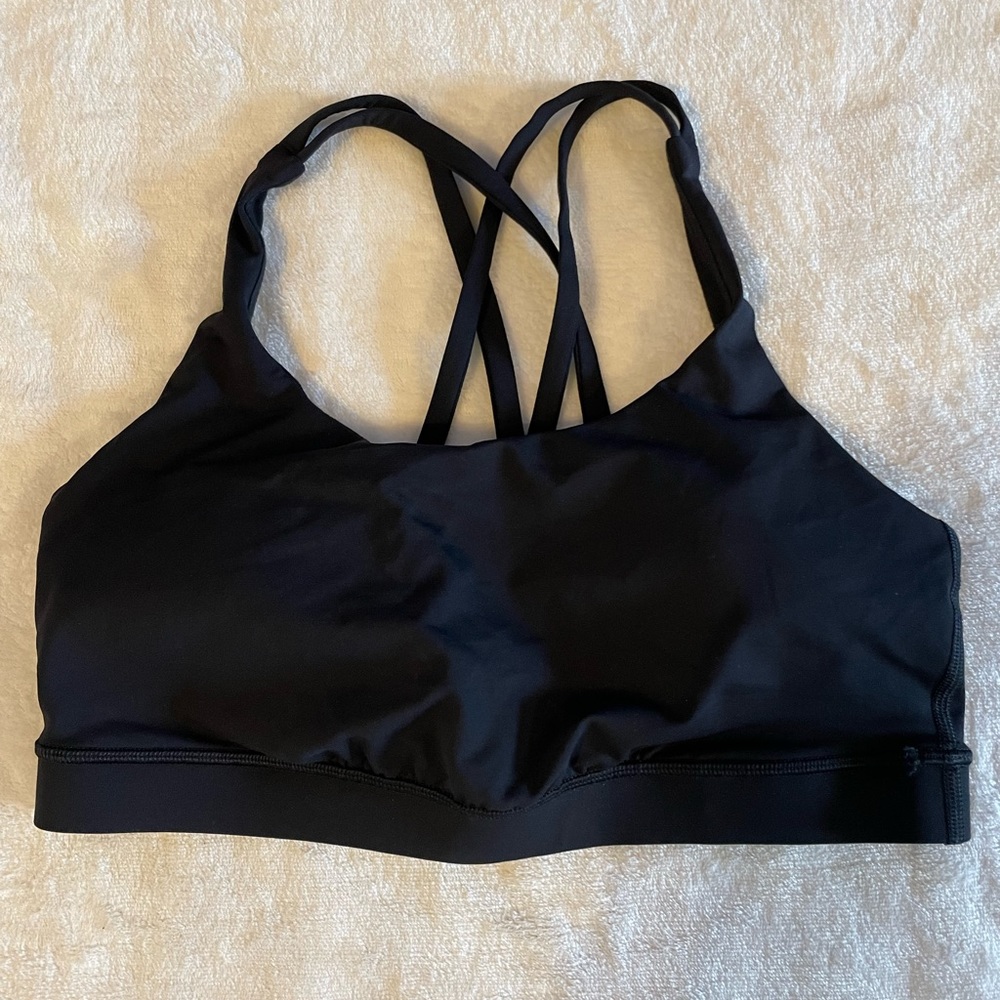 Lululemon sports bra; black; cross strap back; size 10